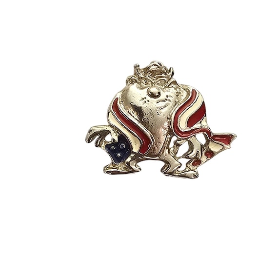 Tazmanian Devil Wrapped in US Flag Lapel Tie Pin 1996 Warner Bros. J455