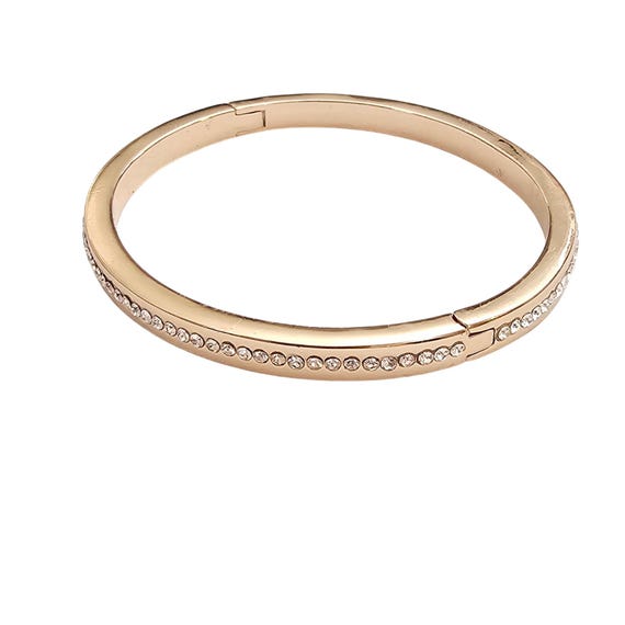 Kate Spade Rose Gold Tone Rhinestone Hinged Bangle J302