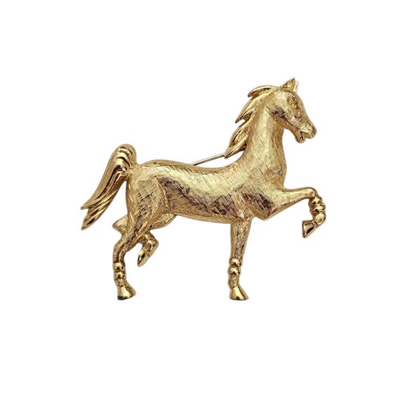 Trifari Gold Tone Horse Brooch Signed, J82