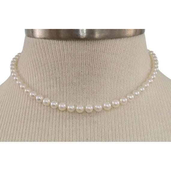 14K Genuine Pearl Strand Knotted Necklace 16.5" Long