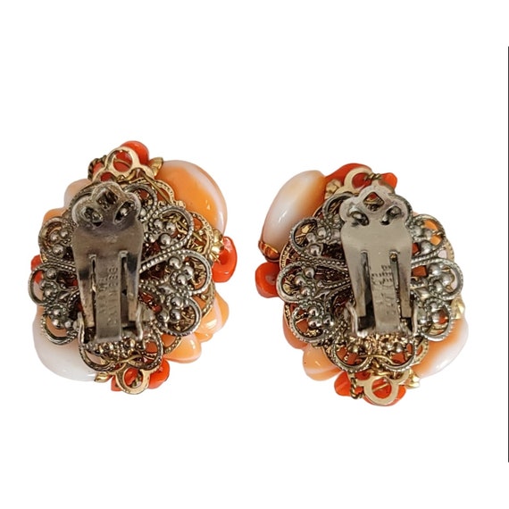 Alice Caviness Orange Glass Bead Clip-On Earrings… - image 5