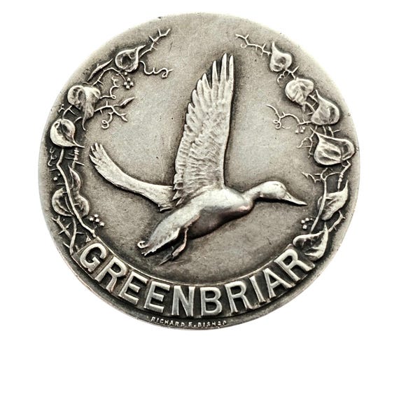 1953 Greenbriar Hunting Club Members Pin, Sterling Silver Badge C687