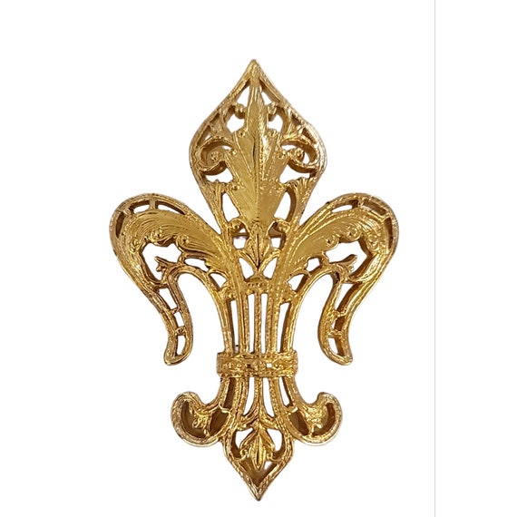 Monet Gold Tone Fleur De Lis Pin Brooch, Signed K546