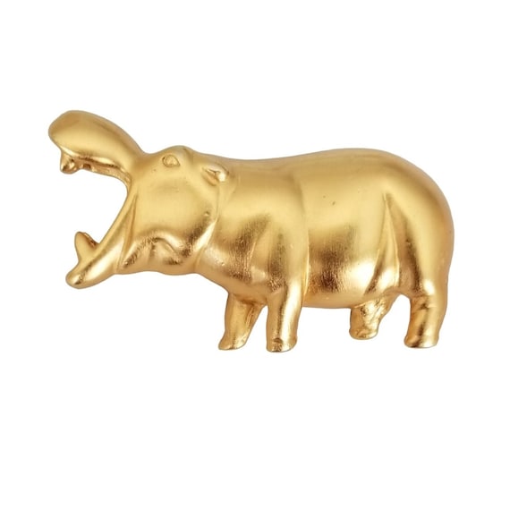 Anne Klein Gold Tone Hippopotamus Brooch Pin, Sig… - image 3