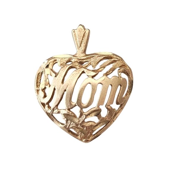 14K Gold Mom Heart Pendant J871