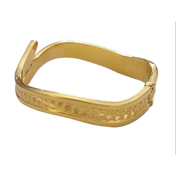 Monet Gold Tone Hinged By Pass Bangle Bracelet, S… - image 3