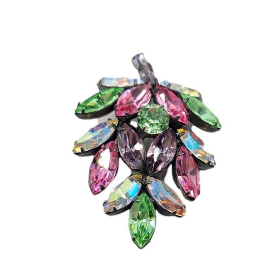 Regency Silvertone Multi Color AB Prong Set Rhine… - image 4