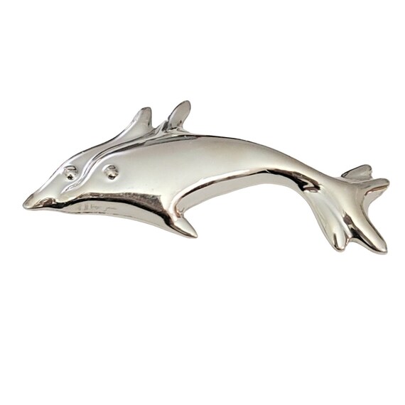 Sterling Silver Mexico Two Swimming Dolphin Duo Brooch