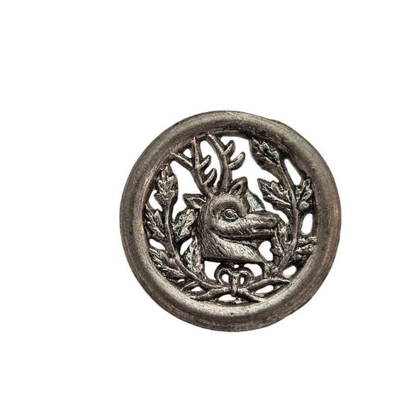 Antique Silver Tone Antler Deer Shank Button J938