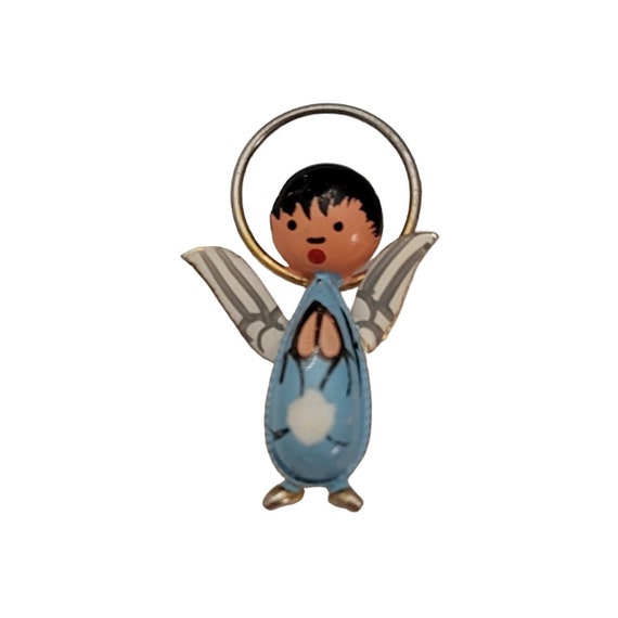 Vintage Painted Metal Angel Boy Halo Pin E750