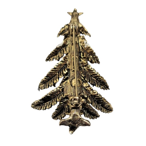 ART Gold Tone Rhinestone Christmas Tree Pin Brooc… - image 7