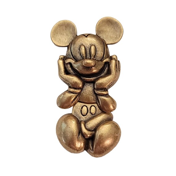 Disney Gold Tone Articulated Mickey Mouse Brooch Pin, Signed E878
