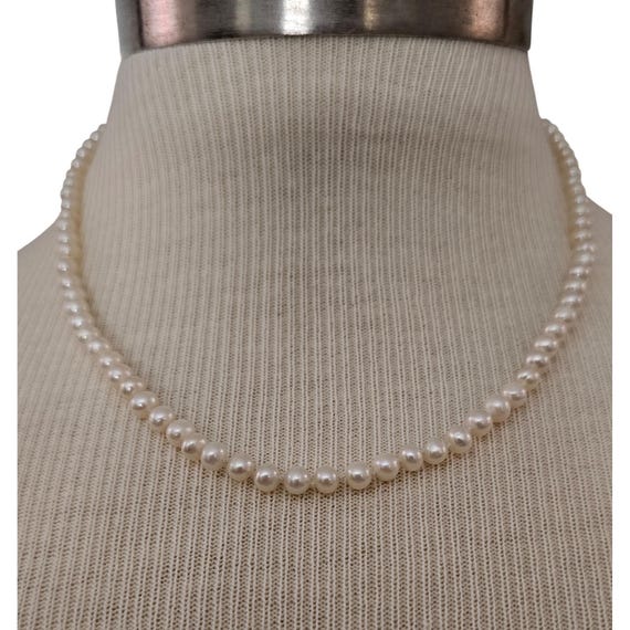 Fresh Water Knotted Pearl Strand Sterling Clasp 20.5” Length J491