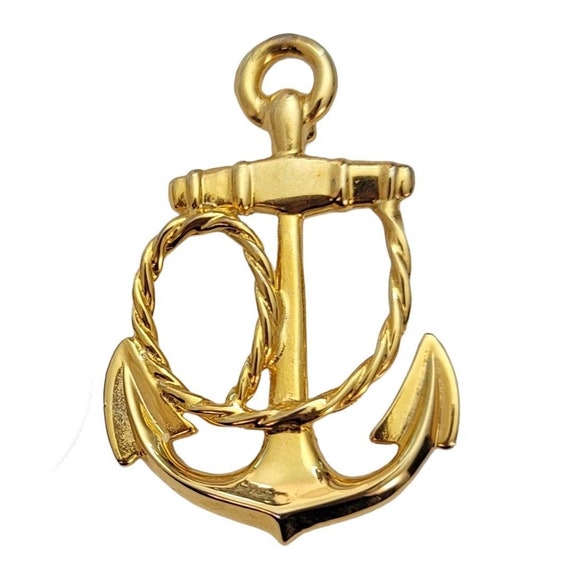 Carolee Gold Tone Anchor Brooch Pin, Signed E470