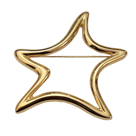 Monet Vintage Gold Tone Open Modernist Statement Star Brooch Pin, Signed K879