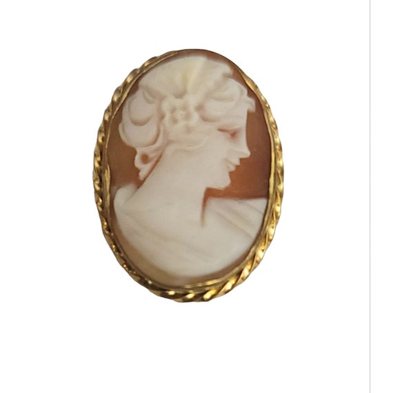 1-20 14k GF Vintage Carved Shell Cameo Brooch Pendant M480