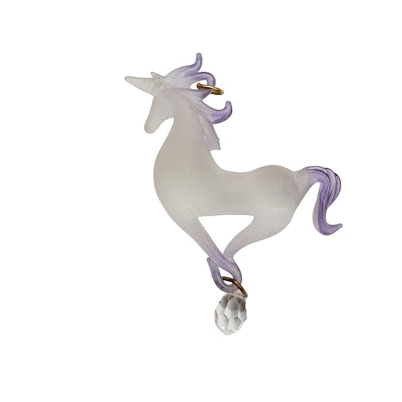 Frosted Glass Unicorn Purple Pendant
