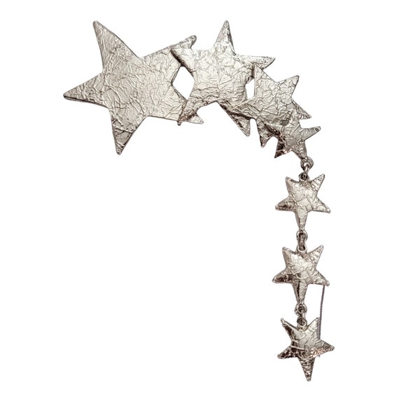 Ultra Craft Silver Tone Shooting Star Dangle Charm Brooch Pin, Signed E450