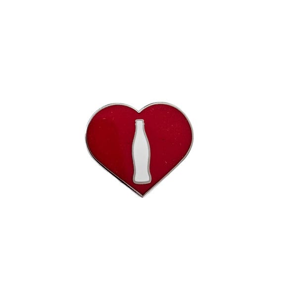 Coke Bottle On Red Heart Coca Cola Drink Uplift Refresh Lapel Pin L334