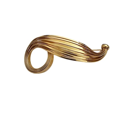 Napier Plated Vintage Swirl Ribbon Modernist Brooch Pin J500