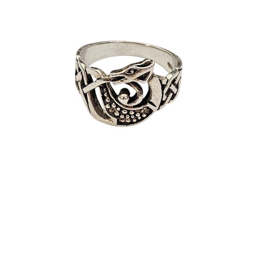Sterling Silver Celtic Knot Dragon Ring, Size 7, J791