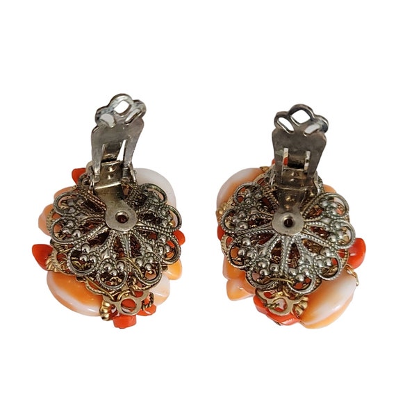 Alice Caviness Orange Glass Bead Clip-On Earrings… - image 6
