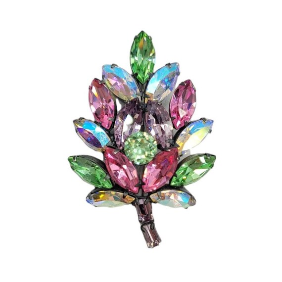 Regency Silvertone Multi Color AB Prong Set Rhine… - image 9