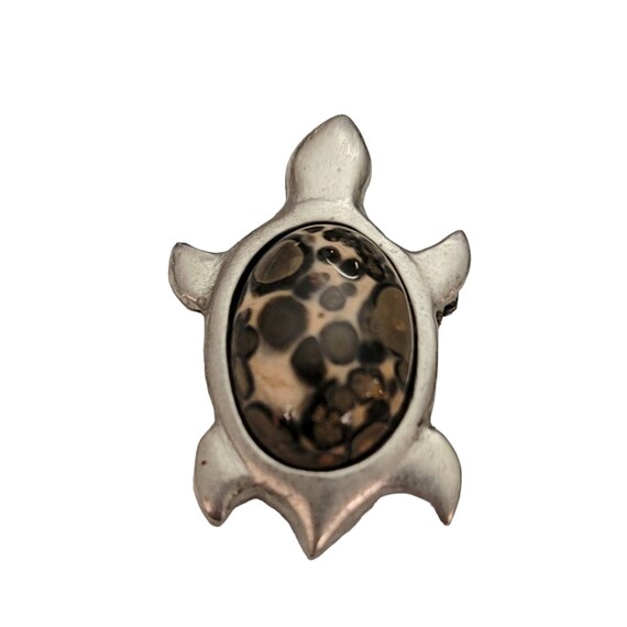 Kenneth Kantro Art Glass Pewter Turtle Pin Pendant, Signed E185
