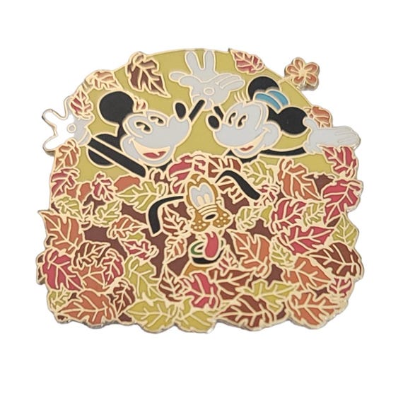 2003 Disney Mickey Minnie Pluto Autumn Fall Leaves Pin K251