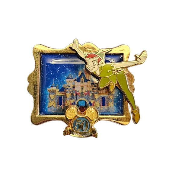 Disney Peter Pan Happiest Homecoming On Earth Framed Castle 50 Gold Frame Pin