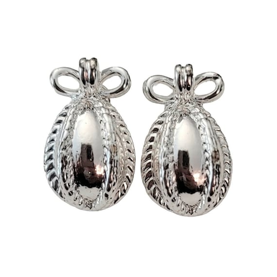 Joan Rivers Silver Tone Egg Drop Bow Post Earrings, Signed M994