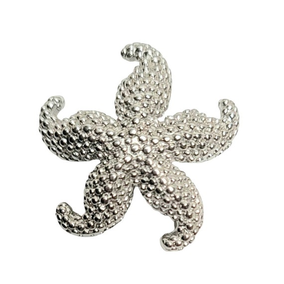 14k White Gold Starfish Brooch Pin, 3 Grams, KX1