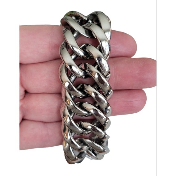 9SQ Ross Simons Stainless Steel Silver Tone Large Chain Link Bracelet,  7.5” K376