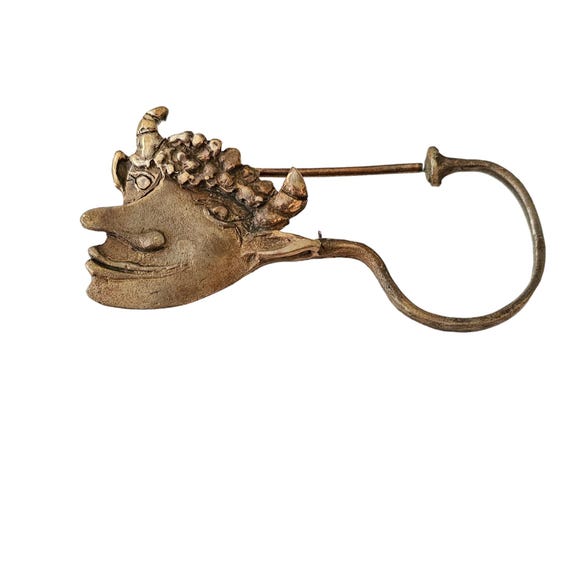 Vojteska Vlckova Bronze Horned Devil Figural Coat Pin L189