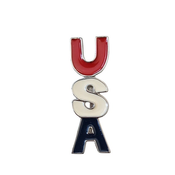 Silver Tone Patriotic Red White Blue USA Pin L45