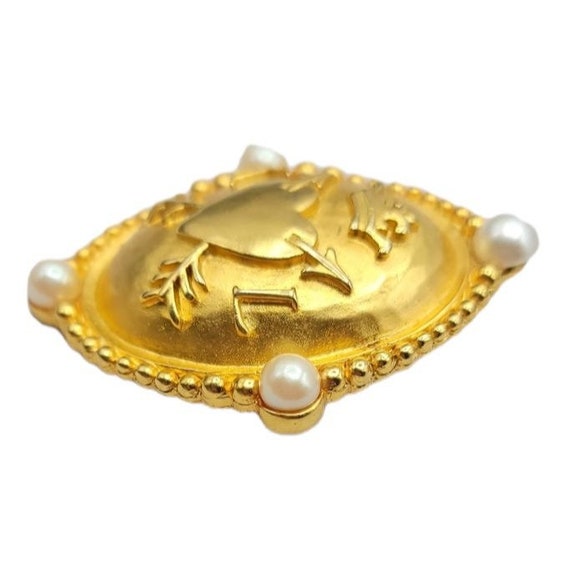 Karl Lagerfeld Goldtone Faux Pearl Signature Pin - image 2