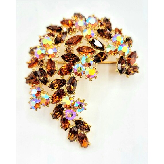 Trifari Crown Golden Rhinestone Topaz, Aurora Bor… - image 8