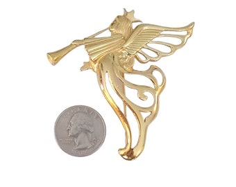 GIVENCHY  ブローチ Givenchy Gold Tone Angel Blowing Horn Brooch Pin, Signed