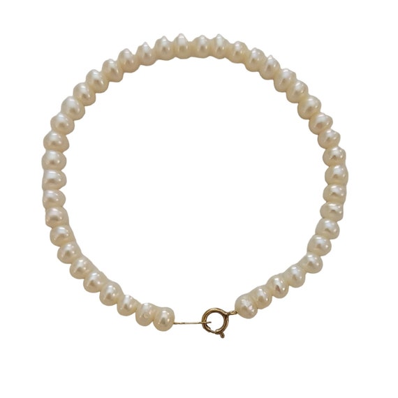 10K Yellow Gold Button Pearls Bracelet, 7 3/4" Long K53