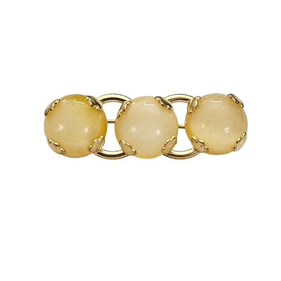 Yellow Uranium Glass Cab Bar Pin Czech Brooch, J111