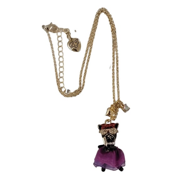 Betsey Johnson French Bulldog Wearing Tutu Pendant Chain Necklace 18.5" Long, K553