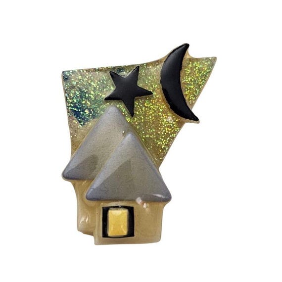 Lucinda House Mini Lapel Scatter Pin Black Moon Star J896