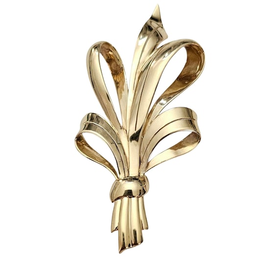 14K Yellow Gold Ribbon Brooch J97