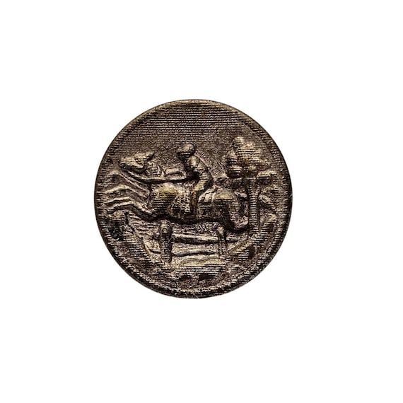Antique Horse Rider Button Brass J921