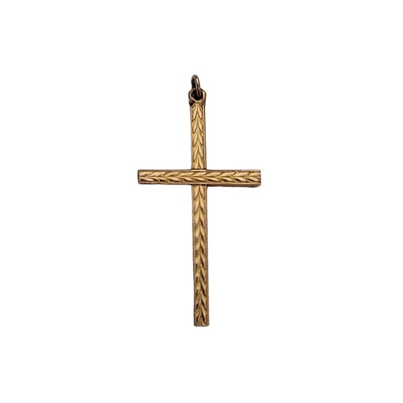 1-20 12K Gold Filled Vintage Etched Cross Pendant E920