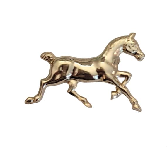 14k Yellow Gold Race Horse Pin Brooch, 3.56 Grams M810