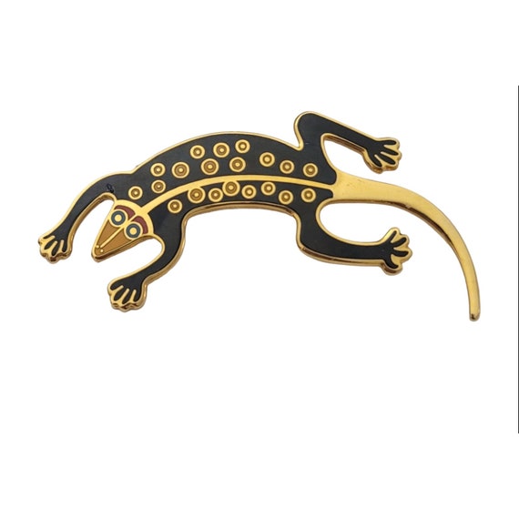 Laurel Burch Enamel Lizard Gecko Pin Brooch, Signed K259