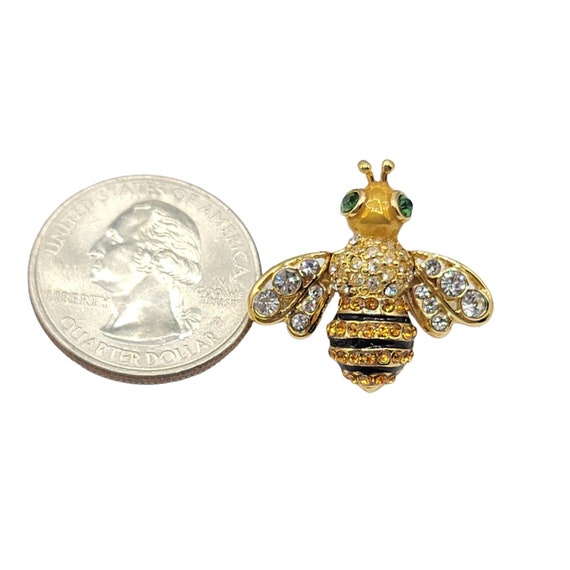 St. John Gold Tone Rhinestone Bee Pin Signed - image 8