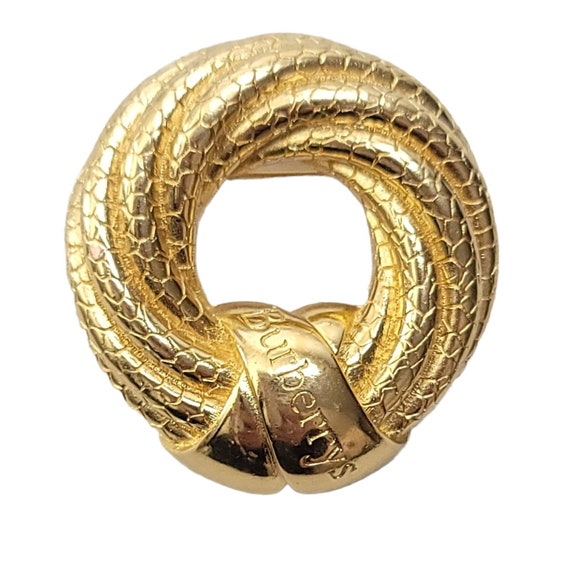 Burberry Signature Snake Skin Textured Open Knot Brooch Pin, Signed