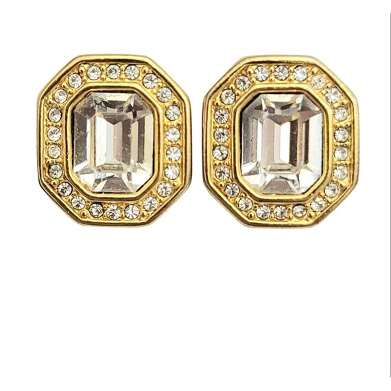 SAL Swarovski Square Crystal Clip-On Earrings, Signed M258